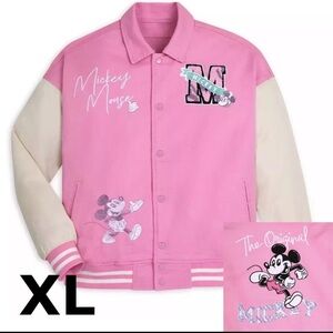 Her Universe Pink and Cream Mickey Mouse Varsity Jacket
